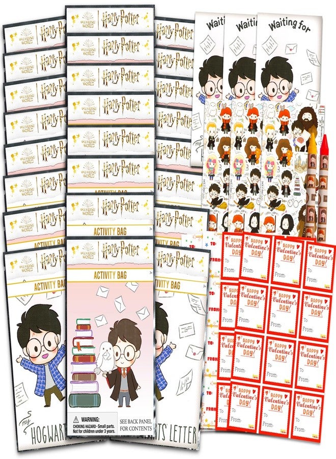 هاري بوتر مجموعة هدايا عيد الحب من هاري بوتر لتبادل الهدايا في الفصل الدراسي - ٢٤ كتاب تلوين صغير للمدرسة، ملصقات | هدايا حفلات عيد الحب للأطفال - Image 1